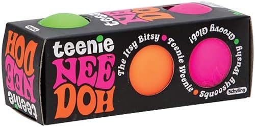 Schylling NeeDoh Teenie - Sensory Fidget Toy - 3 Mini Groovy Globs in Assorted Colors - Ages 3 to Adult (Pack of 1)