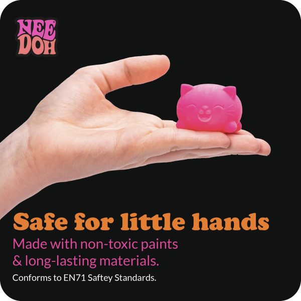 Schylling NeeDoh Teenie Cool Cat - Sensory Squeeze Toy - Contains 3 Mini Groovy Globs - 1.5 Wide - Color May Vary (Pack of 1)